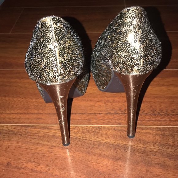Sequin bronze / brown platformed pumps - Picture 3 of 4